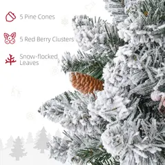 HOMCOM 60" Snowy Pine Cone and Berry Christmas Wreath, with LED Lights - 6