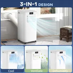 HOMCOM 8000 BTU Air Conditioning Unit, 3-in-1 Portable Air Conditioner, Dehumidifier, Cooling Fan with Remote Control, Digital Display, 2 Speeds, 24H Timer, Window Venting Kit, 18m² - 4
