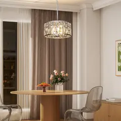 HOMCOM 72 Glass Crystallite Chandelier - Silver-Tone - 9