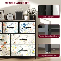 HOMCOM 7-Drawer Chest of Drawers - White - 7