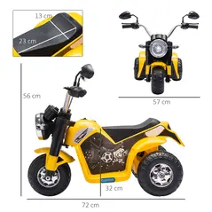 HOMCOM 6V Kids Electric Motorbike 3 Wheels Ride On Toy with Horn Headlights Realistic Sounds for Girl Boy 18 - 36 Months Yellow - 3