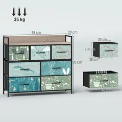 HOMCOM 7-Drawer Chest of Drawers - Blue - 3