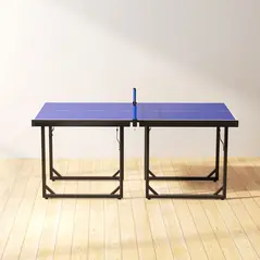 HOMCOM 6ft Table Tennis Table, Ping Pong Table with Net, Foldable and Portable Ping Pong Set for Indoor Outdoor Use, Easy Assemble, Midsize, Blue - 8