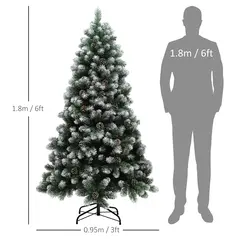 HOMCOM 6ft Snow-Dipped Artificial Pine Christmas Tree - 3