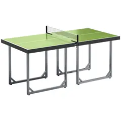 HOMCOM 6ft Table Tennis Table, Ping Pong Table with Net, Foldable and Portable Ping Pong Set for Indoor Outdoor Use, Easy Assemble, Midsize, Green - 1