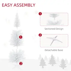 HOMCOM 6ft Unlit Artificial Christmas Tree, Pencil Slim Xmas Tree with Solid Stand and Realistic Branches, White - 7