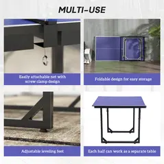 HOMCOM 6ft Table Tennis Table, Ping Pong Table with Net, Foldable and Portable Ping Pong Set for Indoor Outdoor Use, Easy Assemble, Midsize, Blue - 6