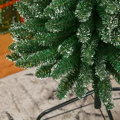 HOMCOM 7.5FT Artificial Snow Dipped Christmas Tree Xmas Pencil Tree Holiday Home Indoor Decoration with Foldable Black Stand, Green - 9