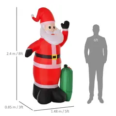 HOMCOM 7.5ft Inflatable Christmas Santa Claus with LED Air Blown Xmas Décor Holiday Outdoor Yard Decoration - 3