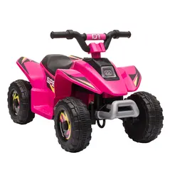 HOMCOM 6V Kids Electric Ride on Car ATV Toy Quad Bike Four Big Wheels w/ Forward Reverse Functions Toddlers for 18-36 Months Old Pink - 1