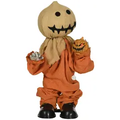 HOMCOM 77cm Halloween Scarecrow Decoration, Outdoor Activated Prop with Light Up Eyes, Sound Activated - 1