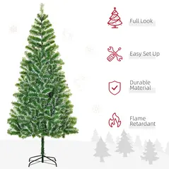 HOMCOM 7FT Indoor Christmas Tree Artificial Decoration Xmas Gift with Metal Stand Branch Tips - 4