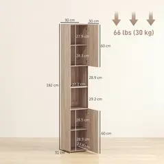 HOMCOM 6-Tier Tall Bathroom Cabinet - Natural - 3