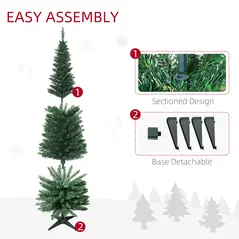 HOMCOM 6ft Unlit Artificial Christmas Tree, Pencil Slim Xmas Tree with Solid Stand and Realistic Branches, Green - 7
