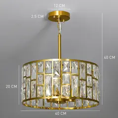 HOMCOM 72 Glass Crystallite Chandelier - Gold-Tone - 3