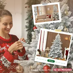 HOMCOM 6ft Snow Flocked Artificial Christmas Tree - 7