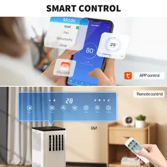 HOMCOM 7,000 BTU App-Controlled Mobile Air Conditioner, 15m² Radius - White - 7