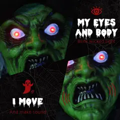 HOMCOM 6ft Halloween Witch Decoration, Outdoor Activated Prop with Light Up Eyes Magical Heart, Sound Activated - 5