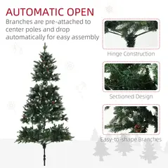 HOMCOM 6ft LED Pre-Lit Artificial Christmas Tree, with Base - 8