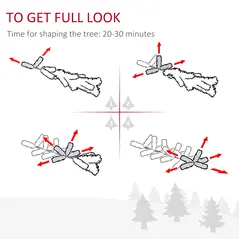 HOMCOM 6FT Prelit Artificial Pencil Christmas Tree with Warm White LED Light, Red Berry, Holiday Home Xmas Decoration, Green - 6