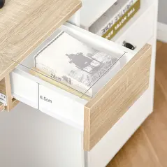 HOMCOM 80cm Compact Computer Desk with Keyboard Tray, Home Office Desk with Drawer for Bedroom Study, Oak - 9