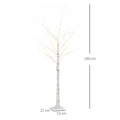 HOMCOM 6ft Artificial White Birch Tree Light with Warm White Pre-Lit LED Light for Indoor and Covered Outdoor Use - 3