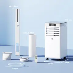 HOMCOM 7000 BTU Air Conditioning Unit, 3-in-1 Portable Air Conditioner, Dehumidifier, Cooling Fan with Remote Control, LED Display, 2 Speeds, 24H Timer, Window Venting Kit, 15m² - 3