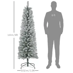HOMCOM 6ft Artificial Snowy Pencil Christmas Tree - White - 3