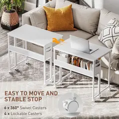 HOMCOM 80 cm Drop Leaf Writing Work Desk - White - 6