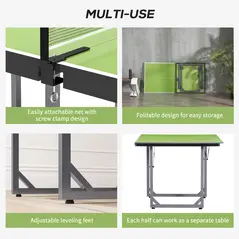 HOMCOM 6ft Table Tennis Table, Ping Pong Table with Net, Foldable and Portable Ping Pong Set for Indoor Outdoor Use, Easy Assemble, Midsize, Green - 6