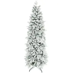 HOMCOM 7ft Flocked Artificial Christmas Tree - 1