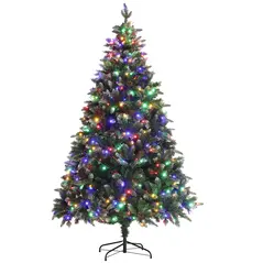 HOMCOM 7ft LED Pre-Lit Artificial Christmas Tree, with Base - 1