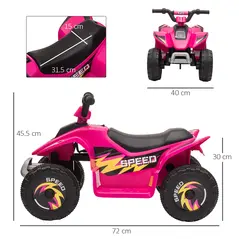 HOMCOM 6V Kids Electric Ride on Car ATV Toy Quad Bike Four Big Wheels w/ Forward Reverse Functions Toddlers for 18-36 Months Old Pink - 3