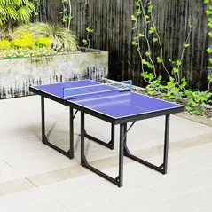HOMCOM 6ft Table Tennis Table, Ping Pong Table with Net, Foldable and Portable Ping Pong Set for Indoor Outdoor Use, Easy Assemble, Midsize, Blue - 9
