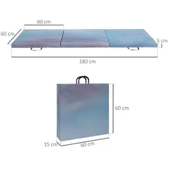 HOMCOM 6FT Foldable Gymnastics Mat, Tri-Fold 2" Thick Crash Mat with Carry Strap Handles for Home Training, Sky Blue - 3
