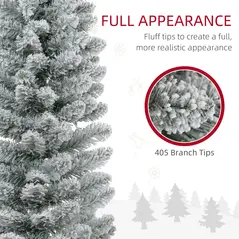 HOMCOM 7ft Artificial Snowy Pencil Christmas Tree - White - 5