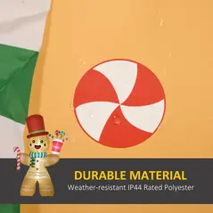 HOMCOM 7.5ft Christmas Inflatable Gingerbread Man with Candy Cane, Blow-Up Outdoor Garden Display for Lawn, Party - 5