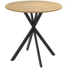 HOMCOM 80cm Industrial Round Dining Table - White Oak - 1
