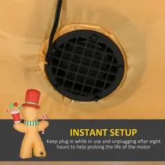 HOMCOM 7.5ft Christmas Inflatable Gingerbread Man with Candy Cane, Blow-Up Outdoor Garden Display for Lawn, Party - 6