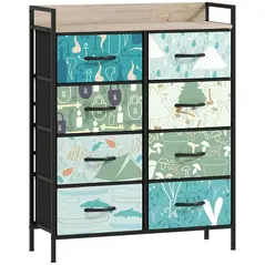 HOMCOM 8-Drawer Chest of Drawers - Blue - 1