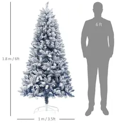 HOMCOM 6ft Flocked Artificial Christmas Tree with 700 Snow Frosted Tips, Metal Stand, Snowy Hinged Xmas Tree, Blue - 3