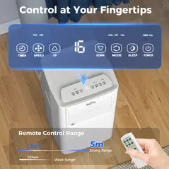 HOMCOM 7000 BTU Air Conditioning Unit, 3-in-1 Portable Air Conditioner, Dehumidifier, Cooling Fan with 2 Speeds, 24H Timer, Remote Control, LED Display, Window Venting Kit, 15m² - 6