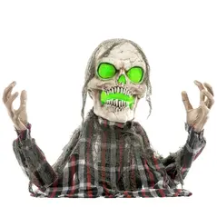 HOMCOM 70cm Groundbreaker Skeleton Halloween Animatronic, with Glowing Eyes - 1