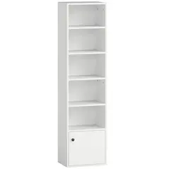 HOMCOM 6-Tier 156 cm Tall Bookcase - White - 1