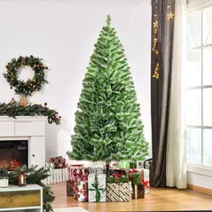 HOMCOM 7FT Indoor Christmas Tree Artificial Decoration Xmas Gift with Metal Stand Branch Tips - 2