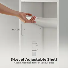 HOMCOM 6-Tier 156 cm Tall Bookcase - White - 5