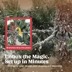 HOMCOM 6ft Super Flocked Christmas Tree - Green/White - 6