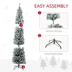 HOMCOM 7.5' Artificial Prelit Christmas Trees Holiday Décor with Colourful LED Lights, Flocked Tips, Berry, Pine Cone - 7