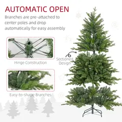 HOMCOM 6ft Bare Artificial Christmas Tree, with 1821 Tips - Green - 6
