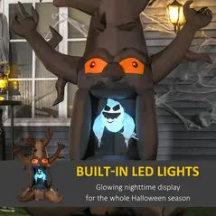 HOMCOM 8FT 2.4m Halloween Inflatable Tree Floating Ghost, Build-in LEDs Blow Up Scary Decorations for Party Outdoor Indoor Yard Garden Holiday Décor - 4